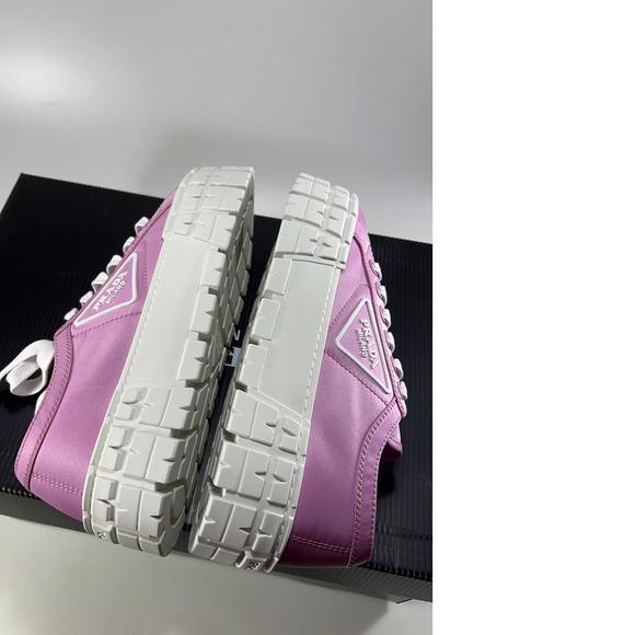Double Wheel Recycled Nylon Gabardine Donna Pink Platform Sneaker e362 - Picture 11 of 12
